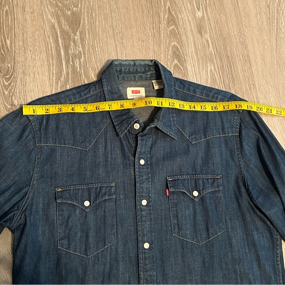Levi’s Indigo Denim Pearl Snap Long Sleeve Button Up Shirt 100% Cotton L - Picture 13 of 16
